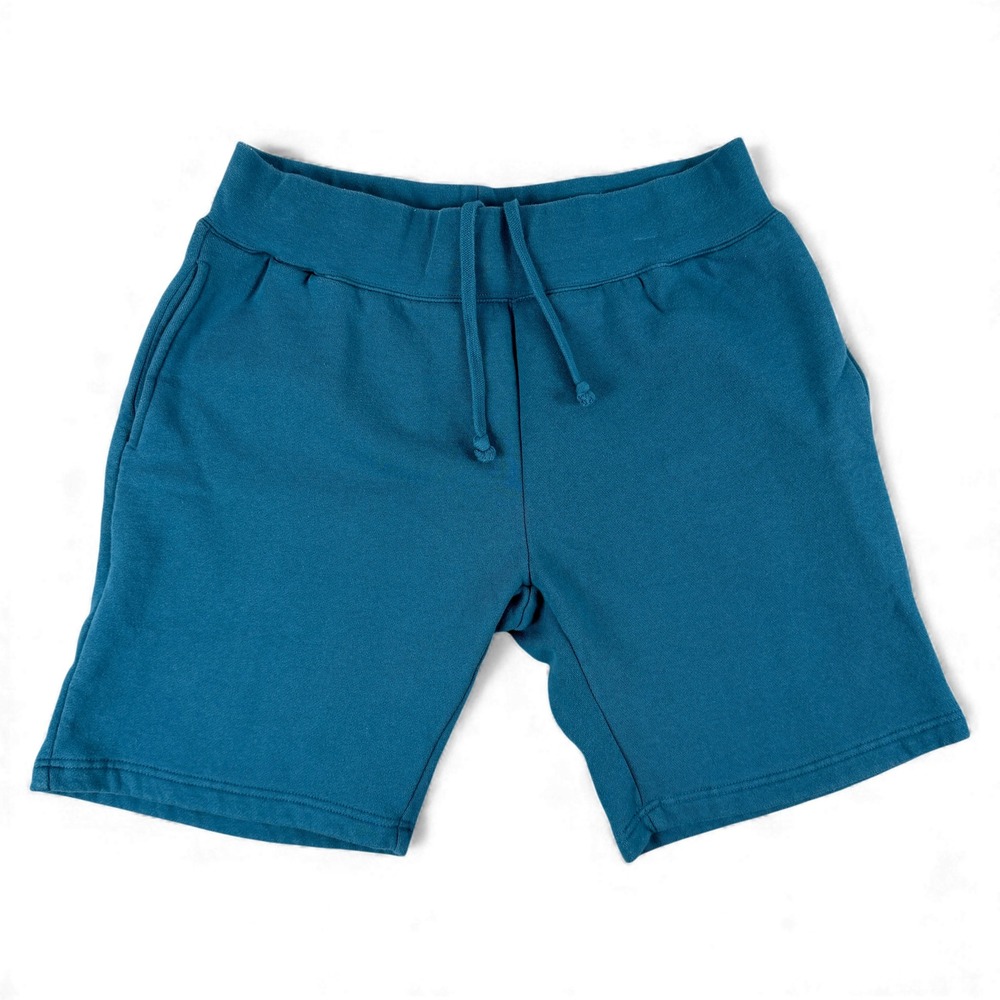 Stussy Sweat Shorts Mens M Blue Teal Fleece Drawstring Pocket Casual Made in USA - Picture 1 of 9